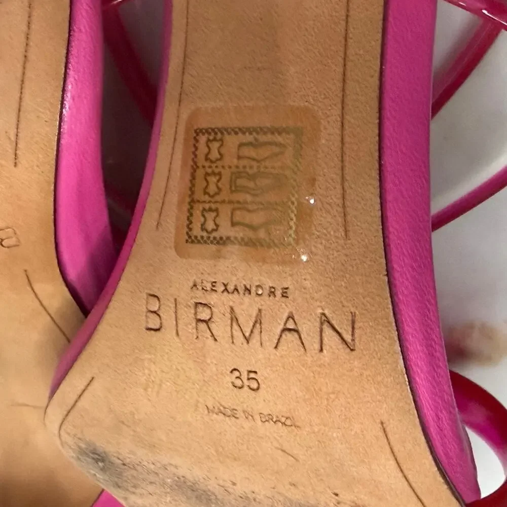 Alexandre Birman Joanna Sandal‎ Womens 5 Pink Leather PVC Mules Barbiecore Chic